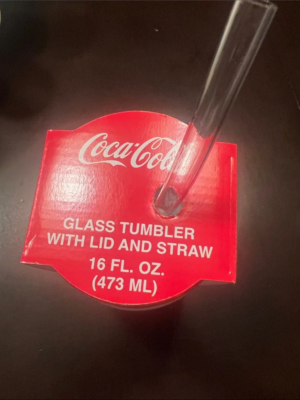 Coca Cola Clear Tumbler with Red Lid and Silver Logo